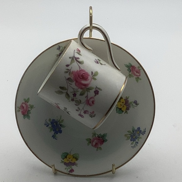 Crown Staffordshire England Roses and Pansies Demitasse Cup and Saucer - Picture 5 of 9